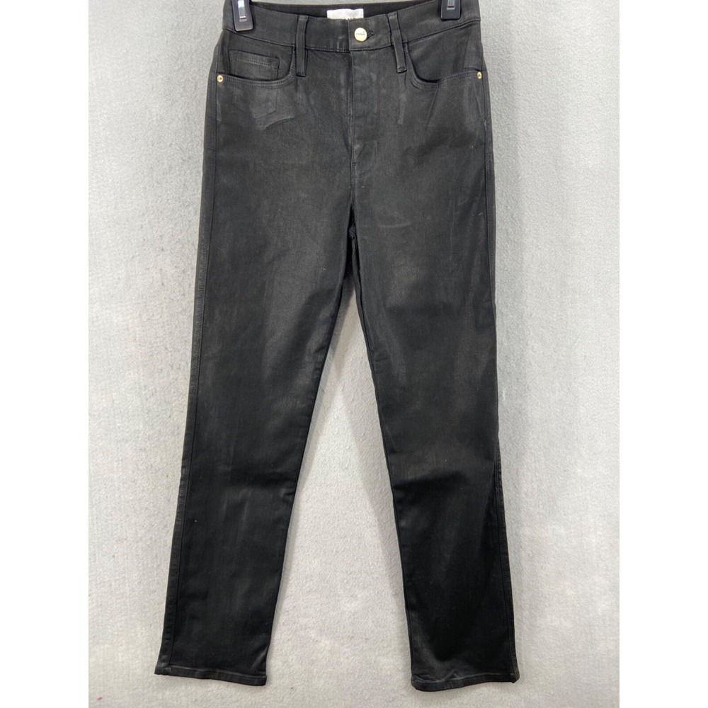 NEW Frame Jeans Womens Sz 28 Le Sylvie Black Noir Wash Straight Leg High Rise